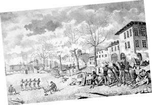 1831 में लिओं के रेशम बुनकर मज़दूरों का विद्रोह। मज़दूरों ने शहर पर कब्ज़ा कर लिया और उन्हें कुचलने के लिए सेना बुलानी पड़ी।