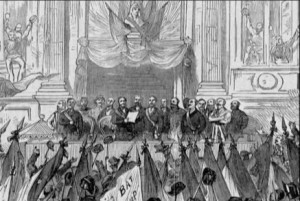 28 मार्च 1871 को टाउनहाल में पेरिस कम्यून की स्थापना की औपचारिक घोषणा कर दी गयी।