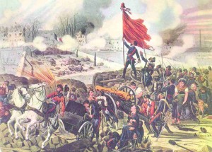 कम्यून के लाल झण्डे तले पूँजीपतियों की फ़ौज के साथ आर-पार के मुक़ाबले में जुटे नेशनल गार्ड के सैनिक और पेरिस के जांबाज़ मज़दूर।