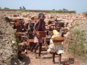 Children working in brick kilns