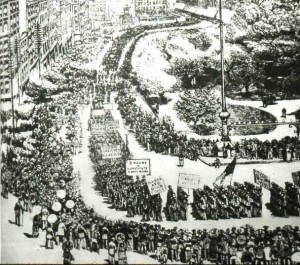 1882 में शिकागो में मई दिवस पर हज़ारों मज़दूरों सड़कों पर उमड़ पड़े